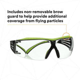 3M SF401XAF-GRN SecureFit 400 Series Safety Glasses, Green/Black, Clear Anti-Fog/Anti-Scratch Lens (7100180045) (20 Pack) - 7