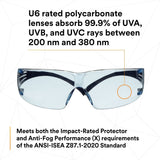 3M SF204SGAF-BLU SecureFit Protective Eyewear 200 Series, Blue Temples, Blue Scotchgard Anti-Fog Lens (7100180046) (20 Pack) - 5