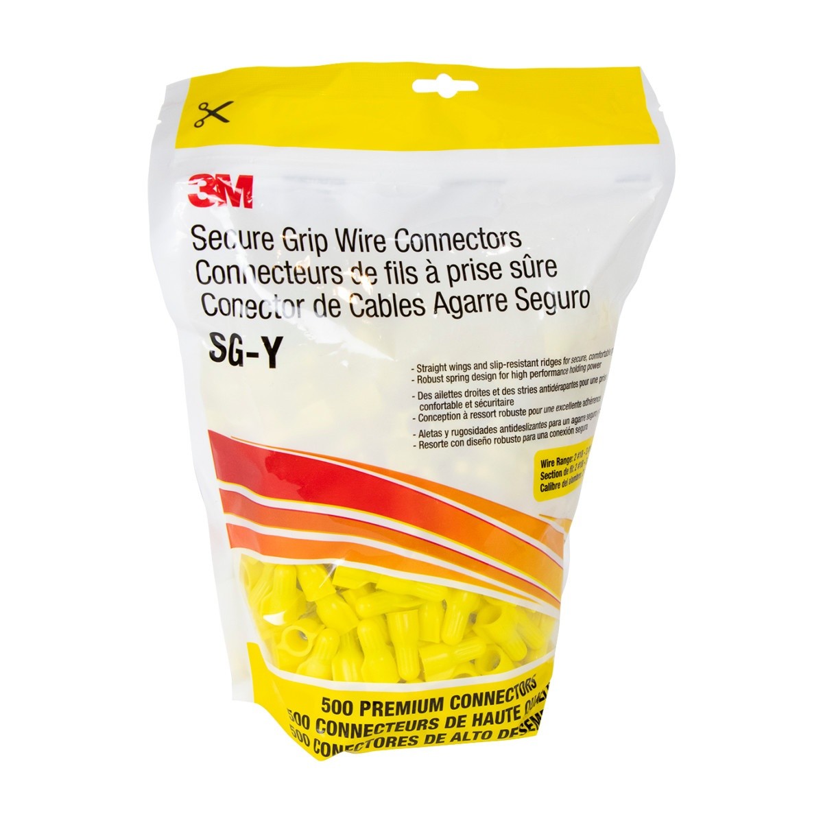3M SG-Y BAG Secure Grip Wire Connector, Yellow, Twist-on, 18-12 AWG (7100180526) (5000 Pack) - 6