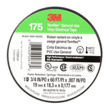 3M Temflex 175 Vinyl Electrical Tape, Black, 7 mil, 3/4 in x 60 ft, Flame Retardant, Rubber Adhesive (7100188506)
