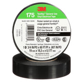 3M Temflex 175 Vinyl Electrical Tape, Black, 7 mil, 3/4 in x 60 ft, Flame Retardant, Rubber Adhesive (7100188506) - 2