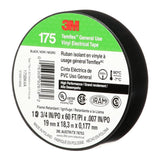 3M Temflex 175 Vinyl Electrical Tape, Black, 7 mil, 3/4 in x 60 ft, Flame Retardant, Rubber Adhesive (7100188506) - 3