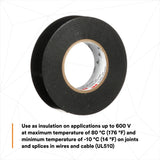 3M Temflex 175 Vinyl Electrical Tape, Black, 7 mil, 3/4 in x 60 ft, Flame Retardant, Rubber Adhesive (7100188506) (100 Pack) - 10
