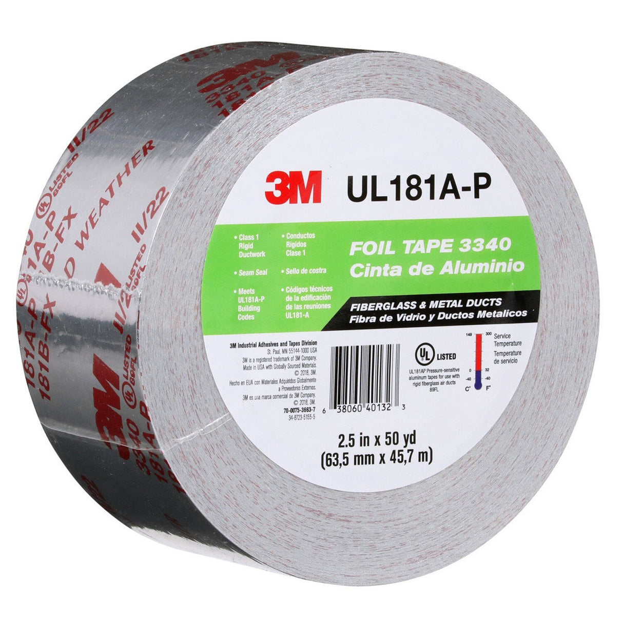 3M 3340 Aluminum Foil Tape, Silver, 2-1/2 in x 50 yd, 4.0 mil, HVAC Sealing and Patching Ducts, Fiberglass Duct Board, Insulation, Metal Repair (7100189974) (20 Pack) - 6