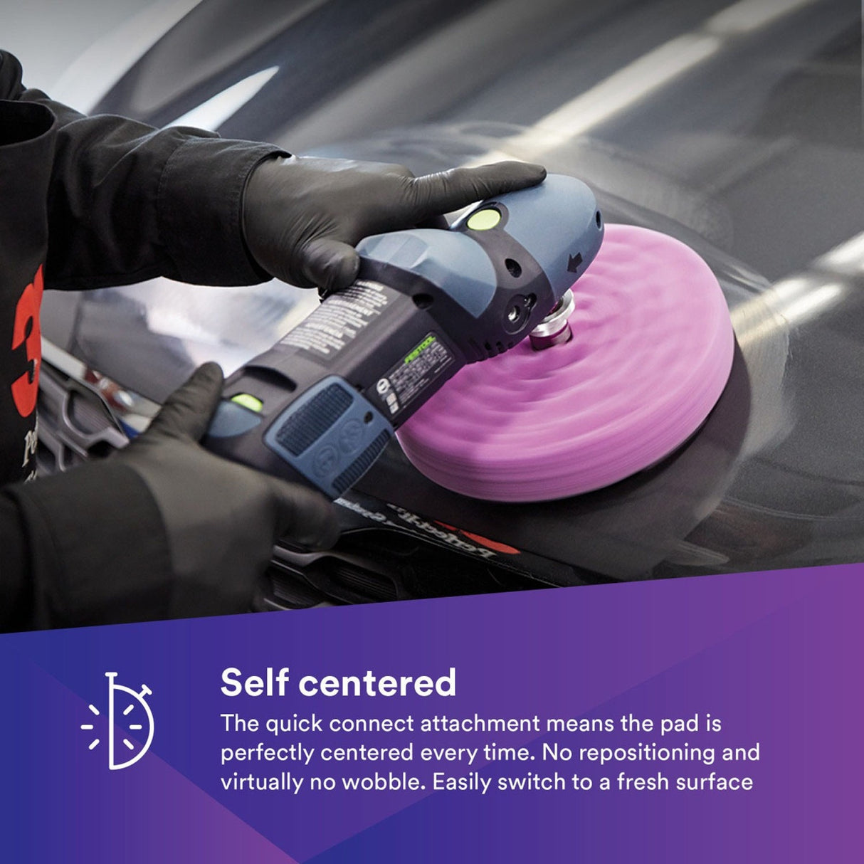 3M Perfect-It 1-Step Foam Finishing Pad, Quick Connect, Purple, 6 in (33034) (7100191413) (6 Pack) - 7