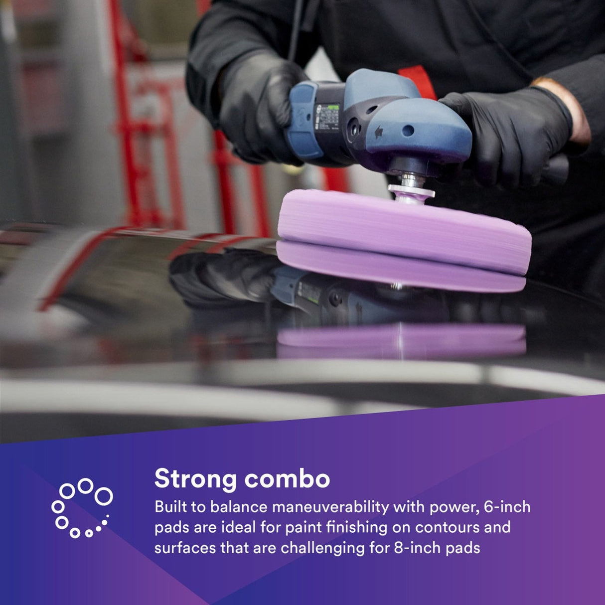 3M Perfect It 1 Step Foam Finishing Pad, Quick Connect, Waffle Face, Purple, 8 in (33035) (7100191416) (6 Pack) - 7