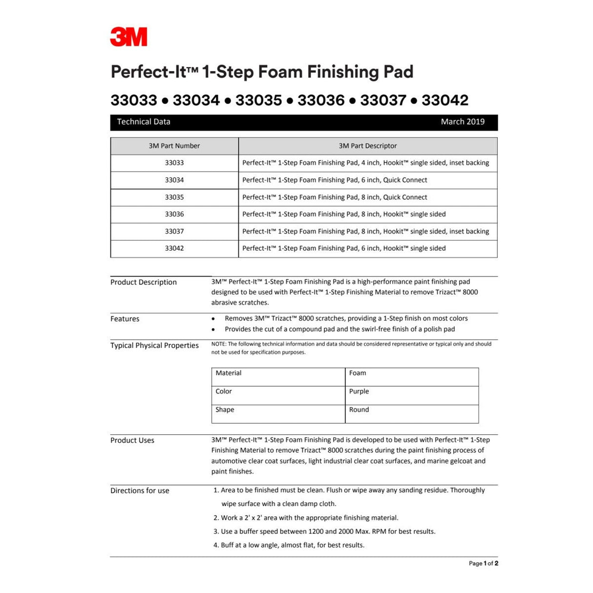 3M 33033 Hookit 1-Step Foam Finishing Pad, Purple, 4 in (7100191418) (12 Pack) - 8