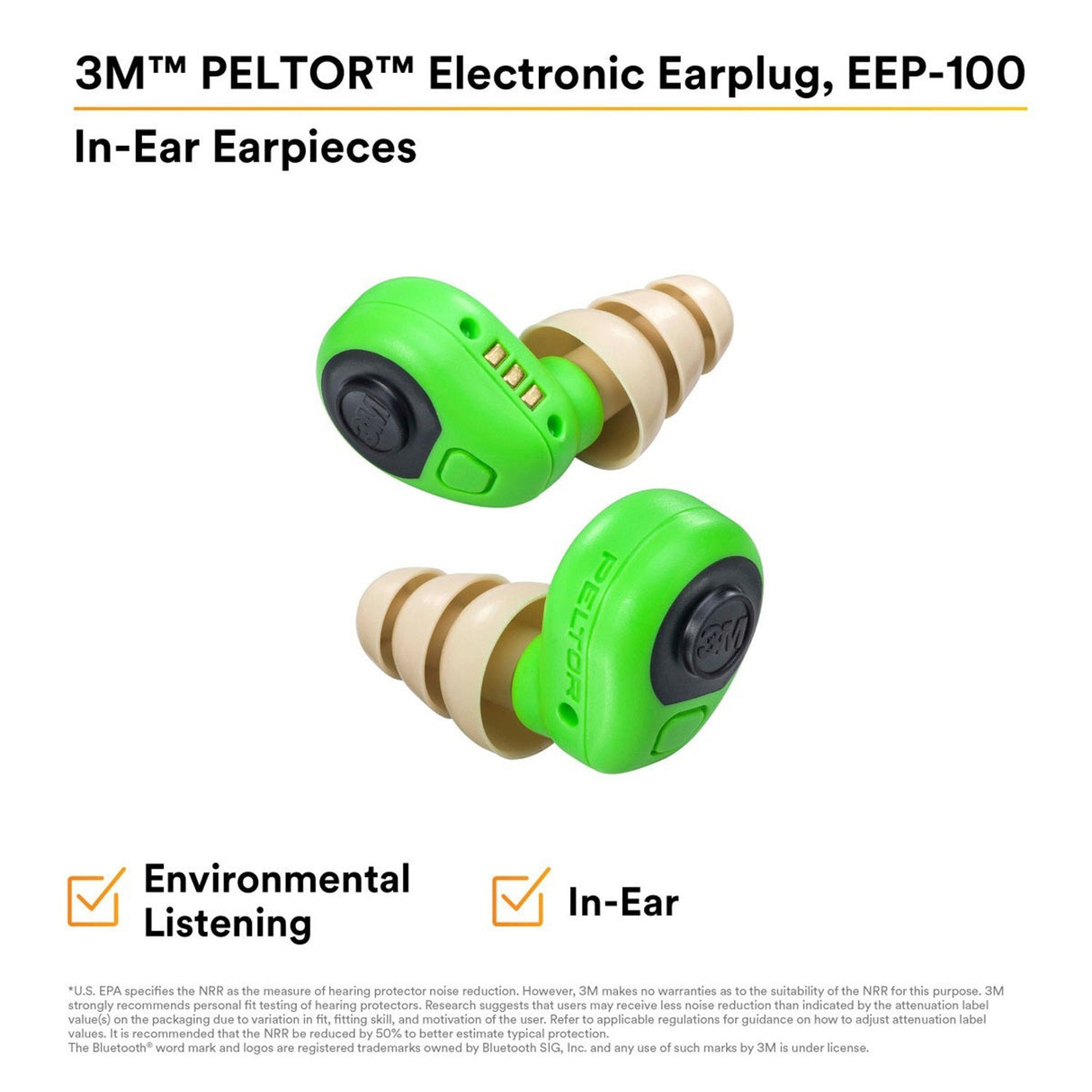 3M EEP-100 PELTOR Electronic Earplug Kit with Rechargeable Charging Case and Eartips (7100193144) - 7