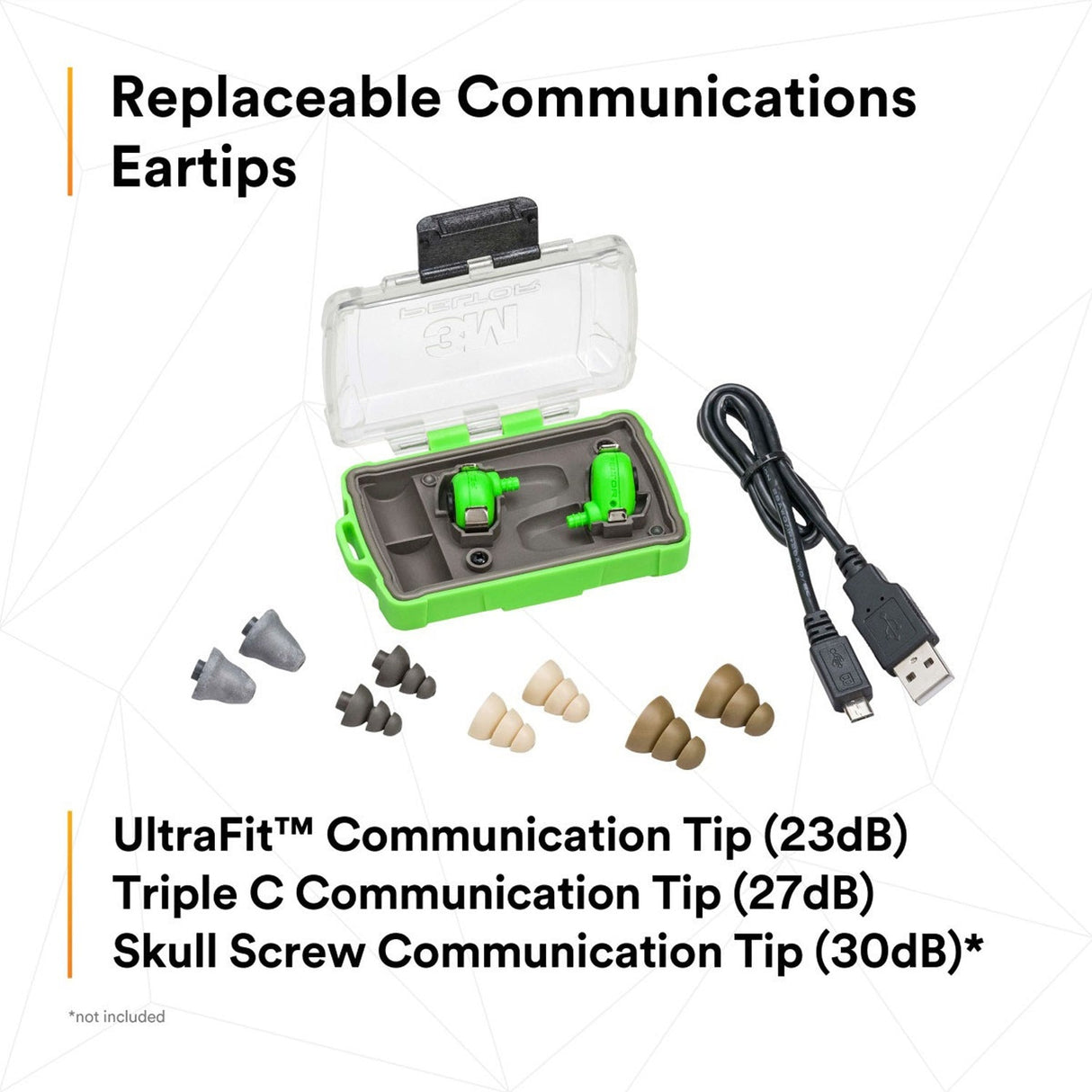 3M EEP-100 PELTOR Electronic Earplug Kit with Rechargeable Charging Case and Eartips (7100193144) - 10