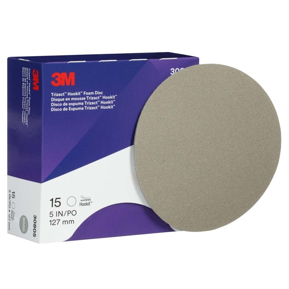 3M 7100193766 Trizact Hookit Foam Disc 30805, 8000, 5 in (15 Pack) - 4