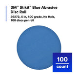 3M 321U 36272 Stikit Blue Abrasive Disc Roll, 5 in, 400 Grit, No Hole, Primer Sanding, E-Coat Sanding, Paint Preparation (7100199692) (500 Pack) - 8