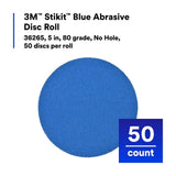 3M 7100199698 Stikit Blue Abrasive Disc Roll 321U, 36265, 5 in, 80, No Hole - 7