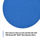 3M 321U 36268 Stikit Blue Abrasive Disc Roll + No Hole, 5 in, 180+ Grade, Blue, PSA, 100 Discs Pack (7100199703) (500 Pack) - 8