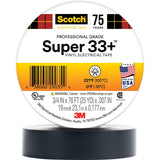 3M 33+-3/4X76FT-1 Scotch Super 33+ Vinyl Electrical Tape, Black, 3/4 in x 76 ft, 1 in Core, 7 mil, Professional Grade, All-Weather, Flame Retardant (7100201470) (100 Pack)