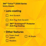 3M S2005SGAF-BGR Solus 2000 Series, Gray/Blue-Green Temples, Scotchgard Anti-Fog Coating, Brown AF-AS lens (7100203166) (20 Pack) - 10