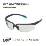 3M S2007SGAF-BGR Solus 2000 Series, Gray/Blue-Green Temples, Scotchgard Anti-Fog Coating, I/O Gray AF-AS lens (7100203171) (20 Pack) - 2