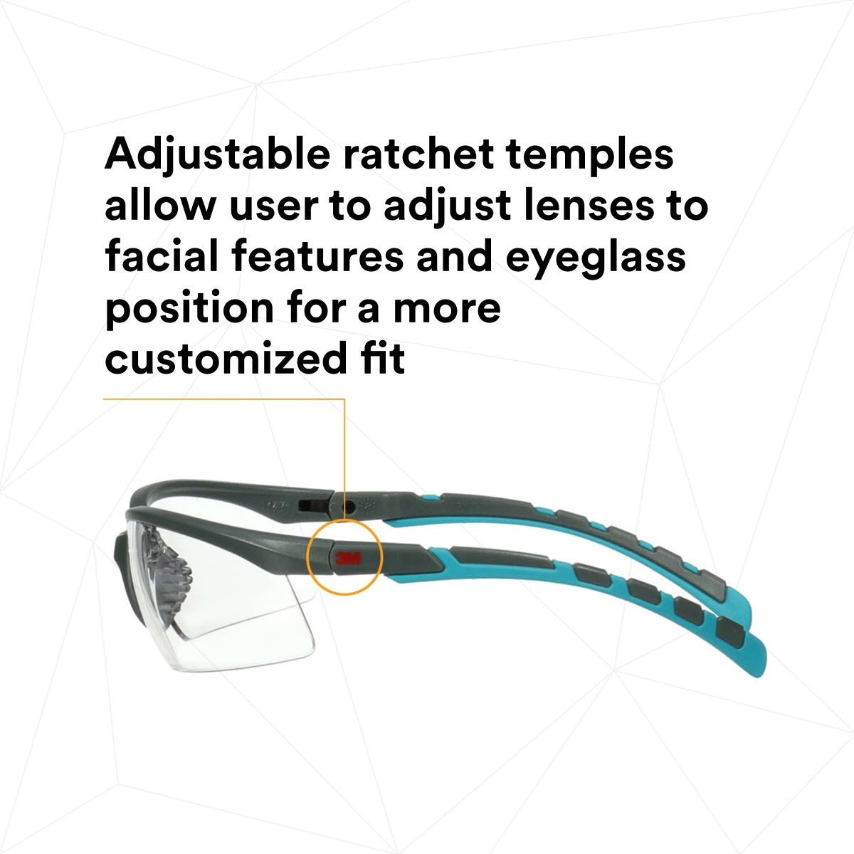 3M S2001SGAF-BGR Solus 2000 Series, Gray/Blue-Green Temples, Scotchgard Anti-Fog Coating, Clear AF-AS lens (7100203178) (20 Pack) - 6