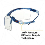 3M SF3701AS-BLU SecureFit 3700 Series OTG Safety Glasses, Anti Scratch Clear Lens, Blue Temples (7100203180) (10 Pack) - 3