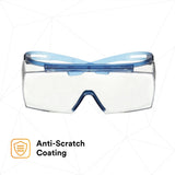 3M SF3701AS-BLU SecureFit 3700 Series OTG Safety Glasses, Anti Scratch Clear Lens, Blue Temples (7100203180) (10 Pack) - 4