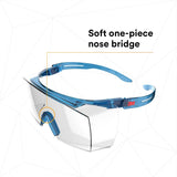 3M SF3701AS-BLU SecureFit 3700 Series OTG Safety Glasses, Anti Scratch Clear Lens, Blue Temples (7100203180) (10 Pack) - 8