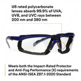 3M S2001SGAF-BGR-F Solus 2000 Series Safety Glasses, Anti-Fog Anti-Scratch, Clear Lens, Gray Teal Frame, Removable Foam Gasket (7100203183) (20 Pack) - 6
