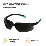 3M S2050AS-BLK Solus 2000 Series Safety Glasses, Anti-Scratch, IR Shade 5.0 Gray Lens, Black/Green Temples (7100203186) (20 Pack) - 5