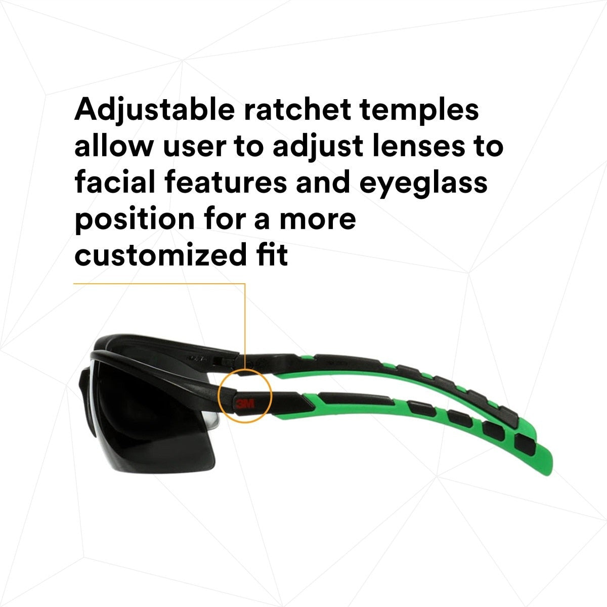 3M S2050AS-BLK Solus 2000 Series Safety Glasses, Anti-Scratch, IR Shade 5.0 Gray Lens, Black/Green Temples (7100203186) (20 Pack) - 7
