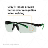 3M S2017AS-BLK Solus Solus 2000 Series Safety Glasses, Anti-Scratch, IR Shade 1.7 Gray Lens, Black/Green Temples (7100203187) (20 Pack) - 6