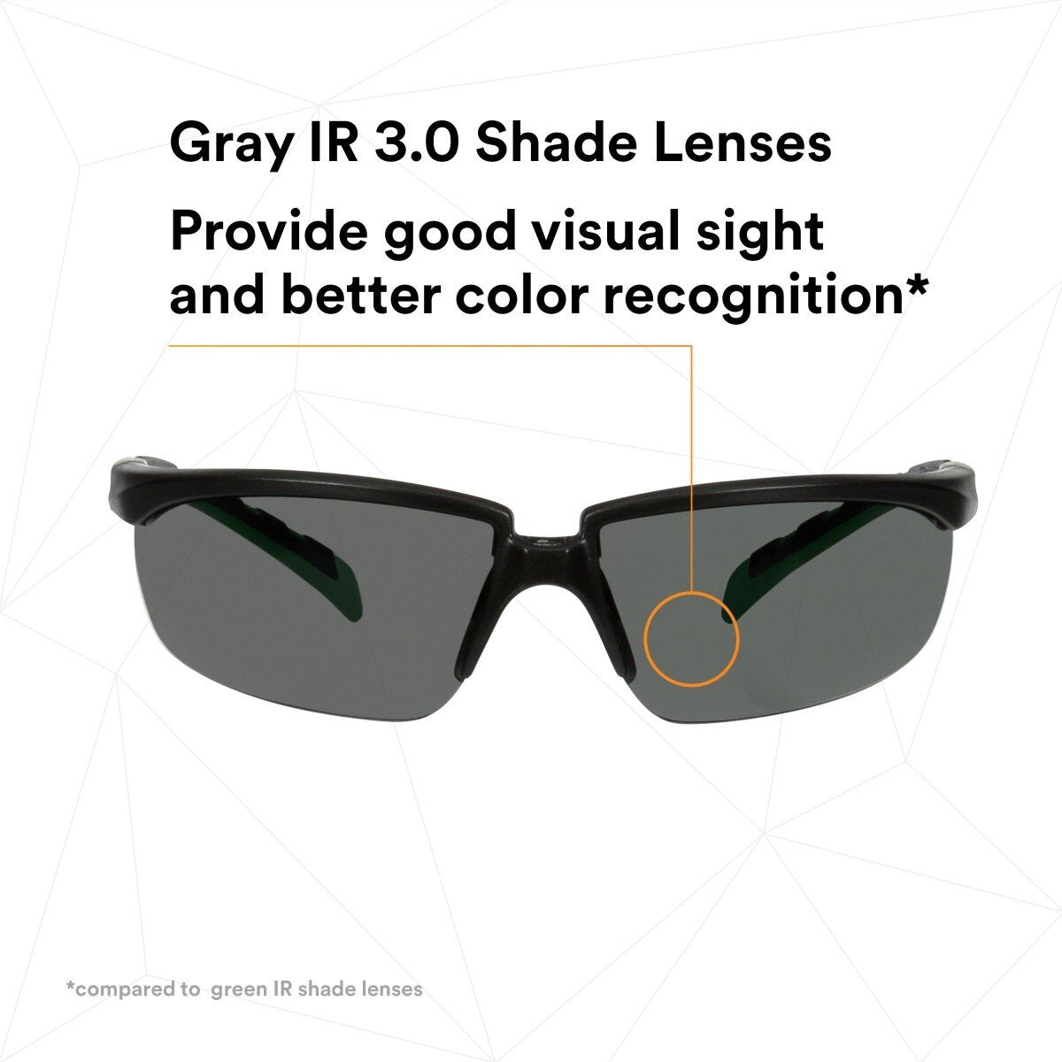 3M S2030AS-BLK Solus 2000 Series Safety Glasses, Anti-Scratch, IR Shade 3.0 Gray Lens, Black Green Temples (7100203188) (20 Pack) - 6