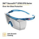 3M SF3707AS-BLU SecureFit 3700 Series OTG Safety Glasses, Anti Scratch, Indoor Outdoor Gray Lens, Blue Temple (7100203195) (10 Pack) - 2