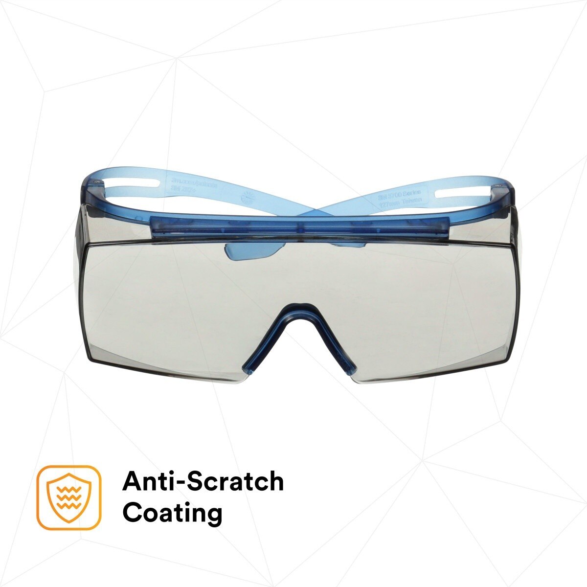 3M SF3707AS-BLU SecureFit 3700 Series OTG Safety Glasses, Anti Scratch, Indoor Outdoor Gray Lens, Blue Temple (7100203195) (10 Pack) - 3