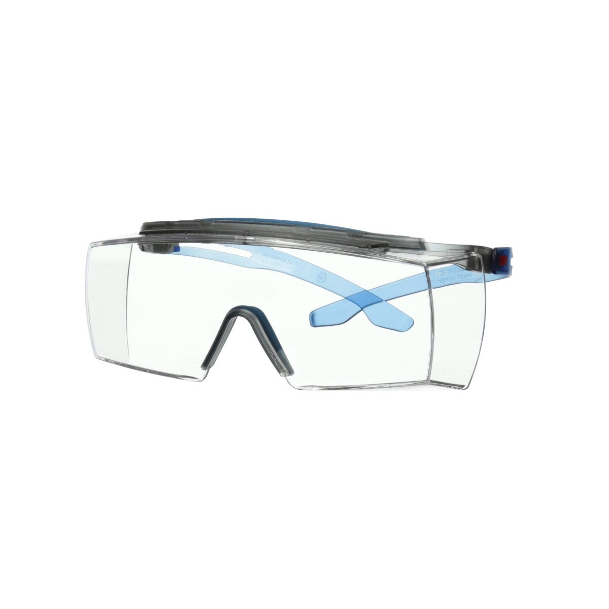 3M SF3701XSGAF-BLU SecureFit 3700 OTG Safety Glasses with Browguard, Anti-Fog Coating, Clear Lens, Blue Temple (7100203198) (10 Pack) - 3