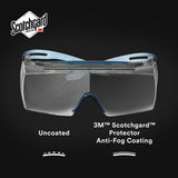 3M SF3701XSGAF-BLU SecureFit 3700 OTG Safety Glasses with Browguard, Anti-Fog Coating, Clear Lens, Blue Temple (7100203198) (10 Pack) - 7