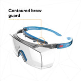 3M SF3701XSGAF-BLU SecureFit 3700 OTG Safety Glasses with Browguard, Anti-Fog Coating, Clear Lens, Blue Temple (7100203198) (10 Pack) - 9
