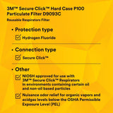 3M Secure Click Hard Case P100 Particulate Filter with Hydrogen Fluoride and Nuisance Level OV/AG Relief, NIOSH Approved (D9093C) (7100206890) (1 Pair) (30 Pack) - 8