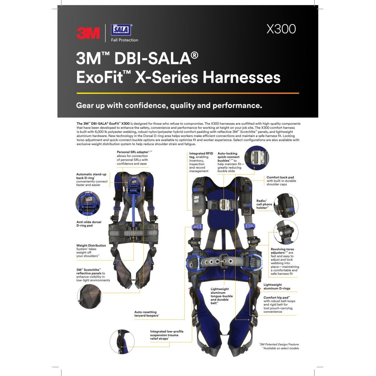 DBI Sala 1113124 Comfort Construction Positioning Safety Harness, Gray, Medium, Aluminum Back and Hip D-Rings, Auto-locking Quick Connect Buckles (7100210165) - 5