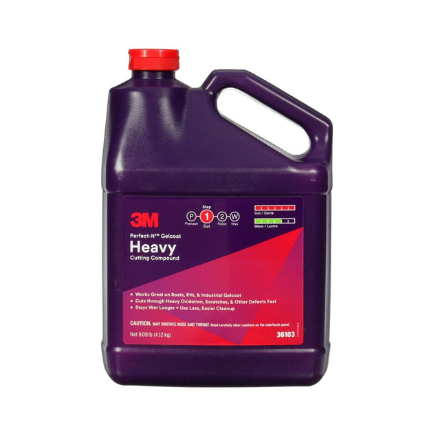 3M 36103 Gelcoat Heavy Cutting Compound, 1 Gallon, Fiberglass Oxidation Remover for Boats and RVs (7100210896) (4 Pack)