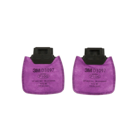 3M Secure Click P100 particulate filter with nuisance level organic vapor relief, magenta (D3097) (7100213150) (1 Pair) (50 Pack)