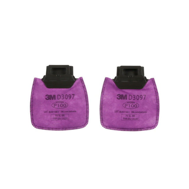 3M Secure Click P100 particulate filter with nuisance level organic vapor relief, magenta (D3097) (7100213150) (1 Pair) (50 Pack)
