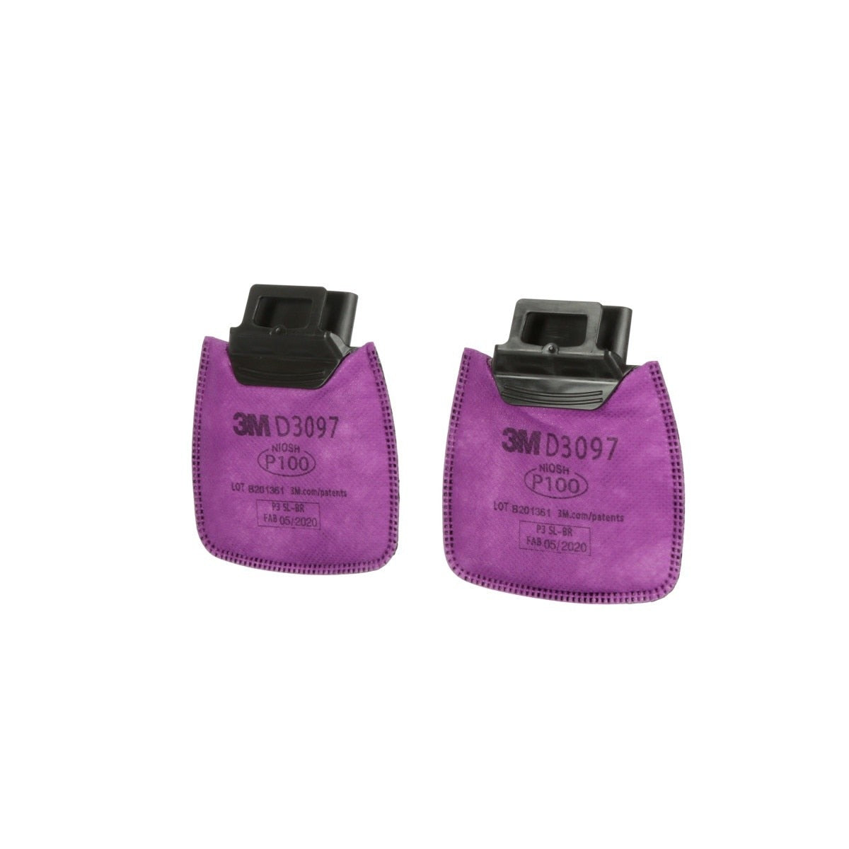 3M Secure Click P100 particulate filter with nuisance level organic vapor relief, magenta (D3097) (7100213150) (1 Pair) (50 Pack) - 2