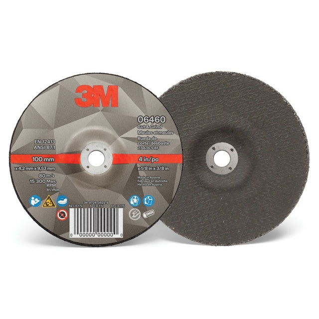 3M Cut and Grind Wheel, Type 27, 36+, Precision Shaped Ceramic, Black, 4 in x 1/8 in x 3/8 in (06460) (7100213972) (20 Pack)