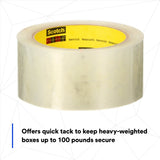 3M 375+ Scotch High Tack Box Sealing Tape, Hot Melt Adhesive, Polypropylene Film Backing, Clear, 48 mm x 50 m (7100215092) (36 Pack) - 6