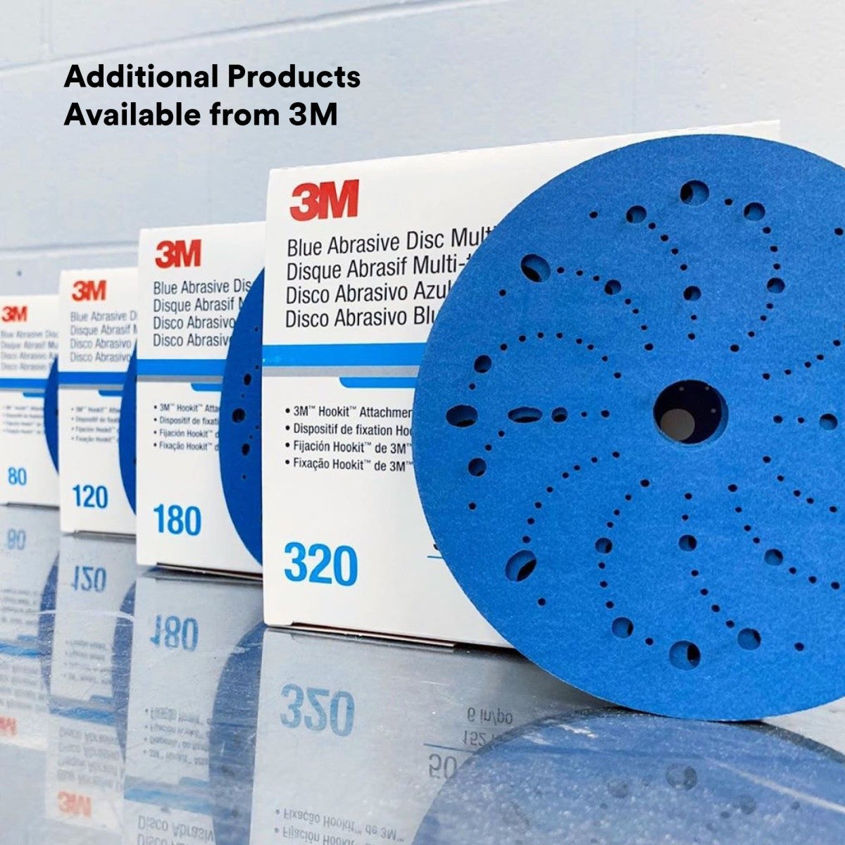 3M 321U 36180 Hookit Blue Abrasive Disc, Multi-Hole, 6 in, 320 Grit, Featheredging, Primer Sanding, Paint Preparation (7100216057) (200 Pack) - 6