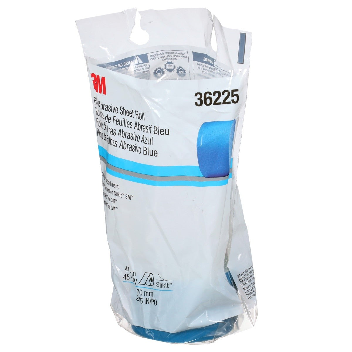 3M 321U Stikit Blue Abrasive Sheet Roll, 320 Grit, PSA, No Hole, 2-3/4 in x 45 yd (36225) (7100216685) (5 Pack) - 5