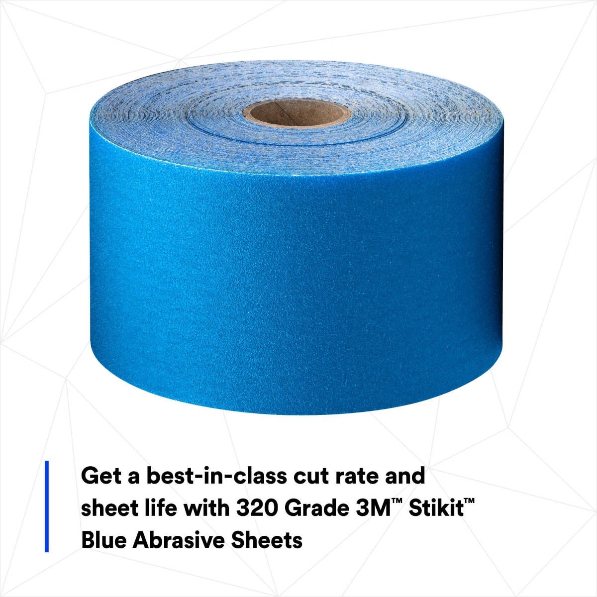 3M 321U Stikit Blue Abrasive Sheet Roll, 320 Grit, PSA, No Hole, 2-3/4 in x 45 yd (36225) (7100216685) (5 Pack) - 7