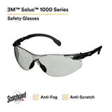 3M S1507SGAF Solus 1000 Series Safety Glasses, Black Temples, Indoor Outdoor Gray AF-AS Lens, Anti Fog Anti Scratch Coating (7100220752) (20 Pack) - 7