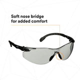 3M S1507SGAF Solus 1000 Series Safety Glasses, Black Temples, Indoor Outdoor Gray AF-AS Lens, Anti Fog Anti Scratch Coating (7100220752) (20 Pack) - 9
