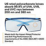 3M SF3704SGAF-BLU SecureFit 3700 Series, Blue Temples, Scotchgard Anti-Fog Coating, Light Blue OTG AF-AS lens (7100221209) (10 Pack) - 6
