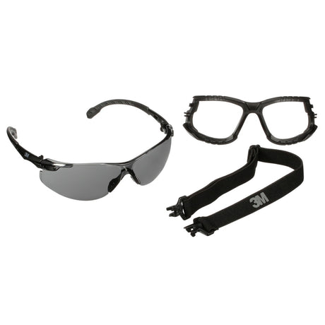 3M Solus 1000 Series Safety Glasses Kit, Black Frame, Gray Scotchgard Anti-Fog Lens (S1502SGAF-KT) (7100221211) (20 Pack)
