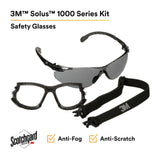 3M Solus 1000 Series Safety Glasses Kit, Black Frame, Gray Scotchgard Anti-Fog Lens (S1502SGAF-KT) (7100221211) (20 Pack) - 2